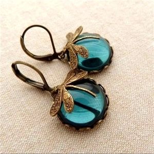 Dragonfly Dangling Blue Earrings